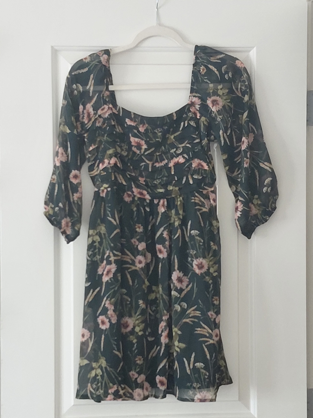 Lauren Conrad Floral Square-Neck Green Midi Dress